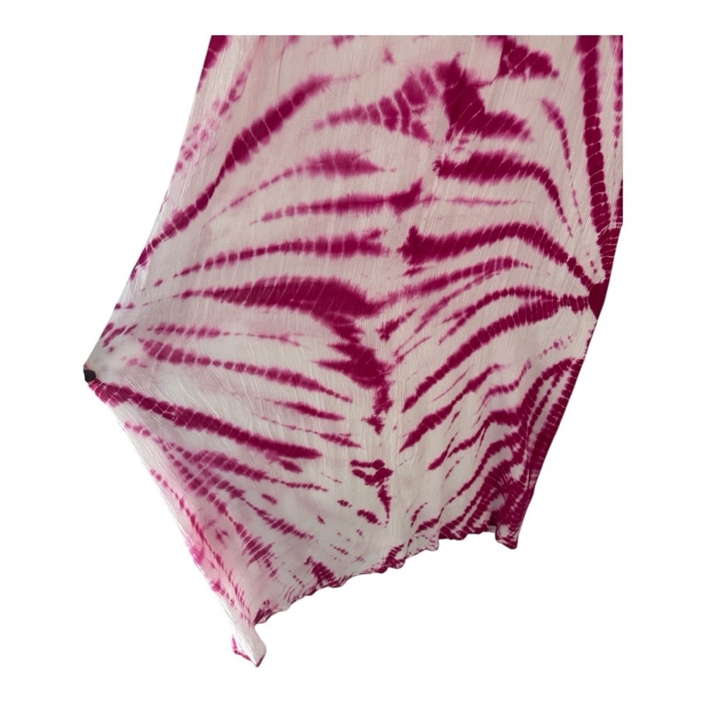 Raviya Tie - Dye Maxi Magenta White Gauze Criss Cross Back Flowy Cover Up Dress - Picture 5 of 12
